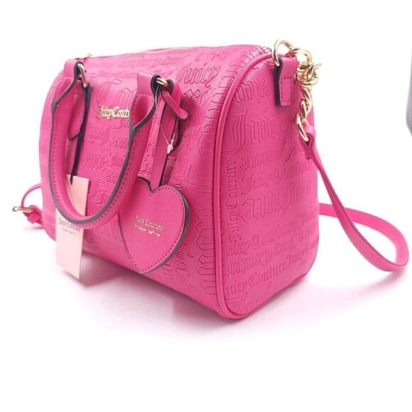 Juicy Couture Free Love Pink Logo Satchel Crossbody Purse - Picture 4 of 14